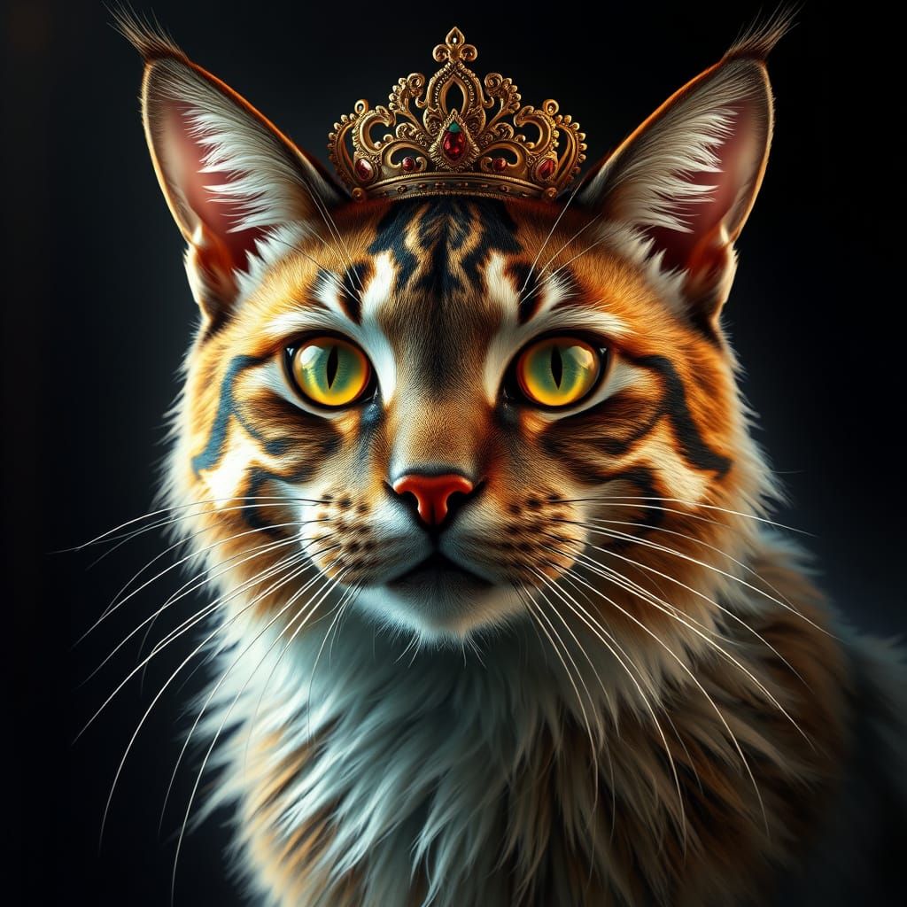 Majestic Cat Portrait in Vibrant Art Nouveau Style