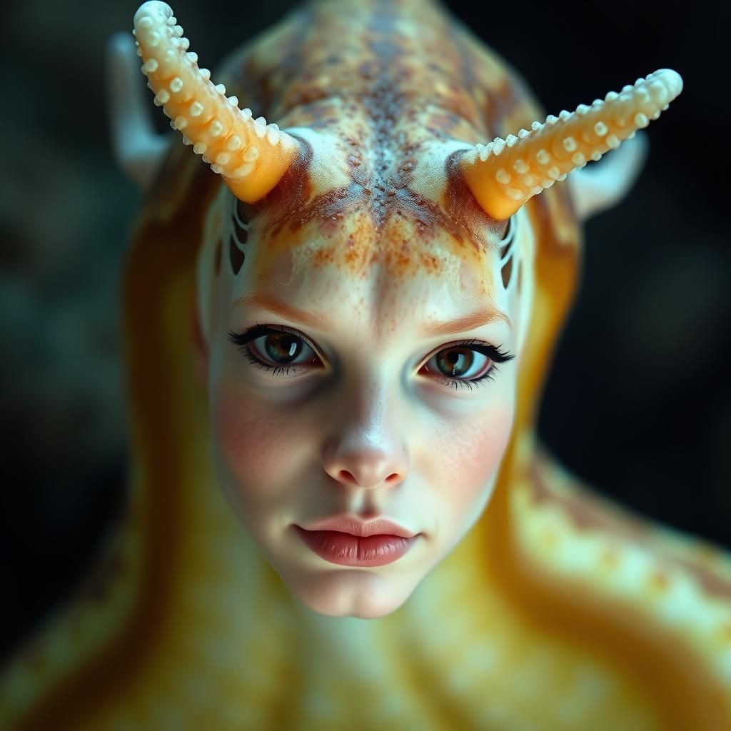 Sea Slug with Human Face in Photorealistic Style