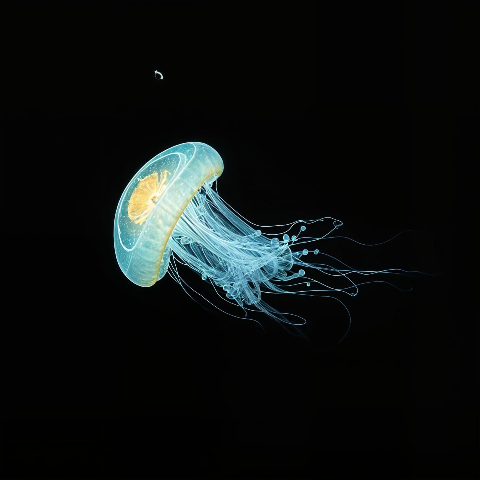 Bioluminescent Jellyfish in the Deep Ocean, Hyperrealistic P...