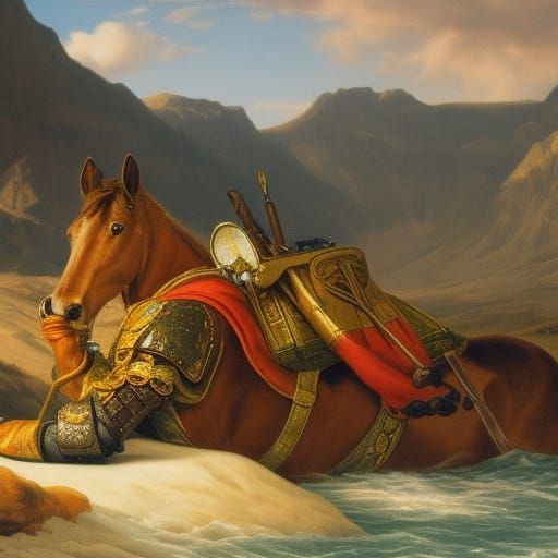 Detailed Warrior Resting in Stillness