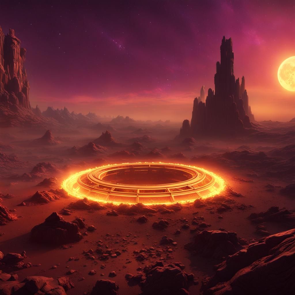 Fiery Ring Around Mars in Dark Fantasy Style