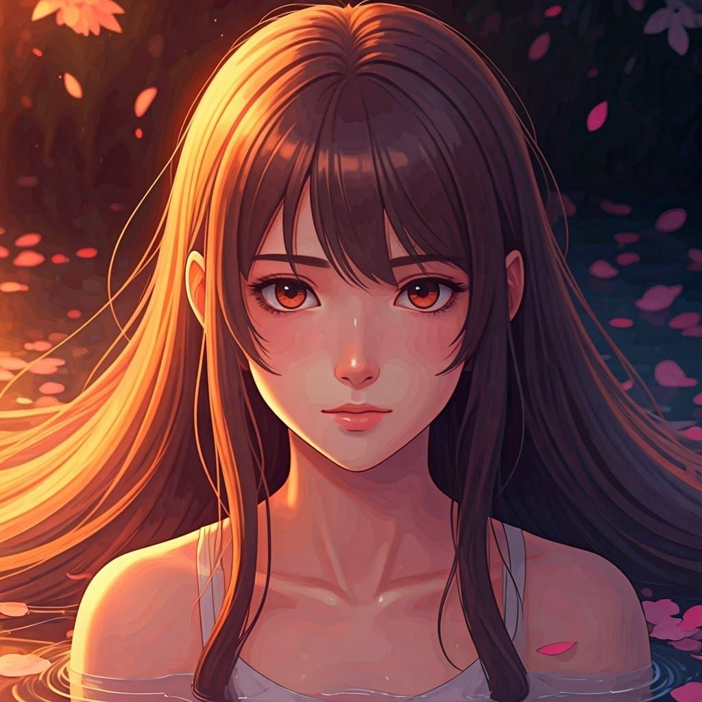 Anime Portrait of Femininity in Ethereal Light
