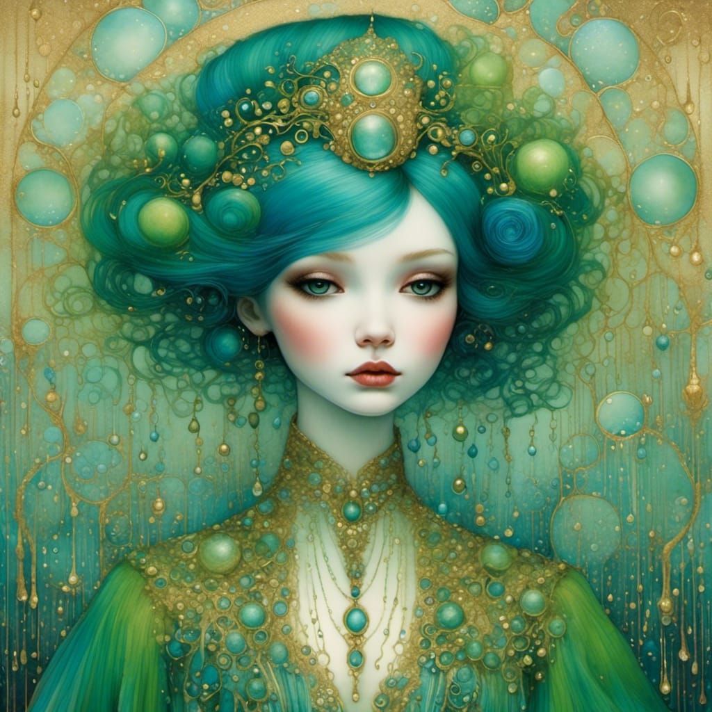 Delicate 3D Portrait in Oil and Alcohol Ink