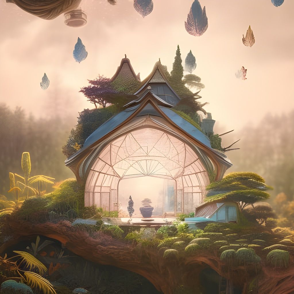 Terrarium Houses: Detailed Japanese Art Photoillustration