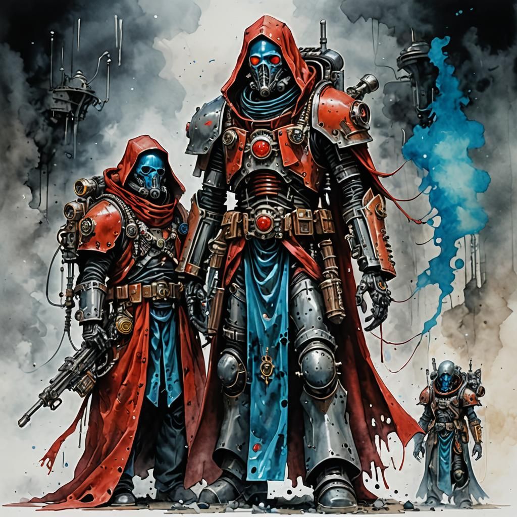 Adeptus Mechanicus Techpriest in Warhammer Sci-Fi Style