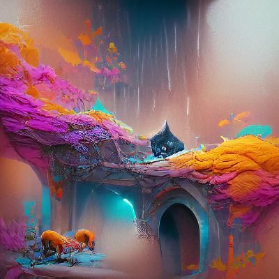 Surreal Kitten in Vibrant Fantasy World