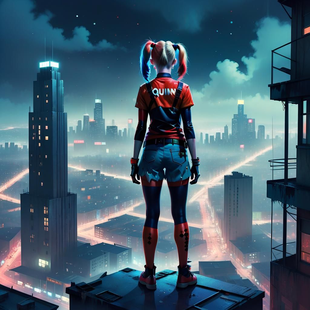 Harley Quinn overlooking the city