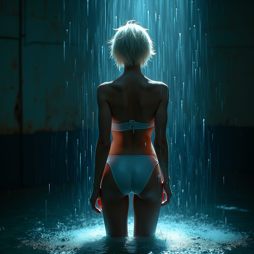 Model Bathed in Rain, Postpunk Digital Art