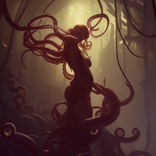 Eyes and Tentacles in Dark Fantasy Style