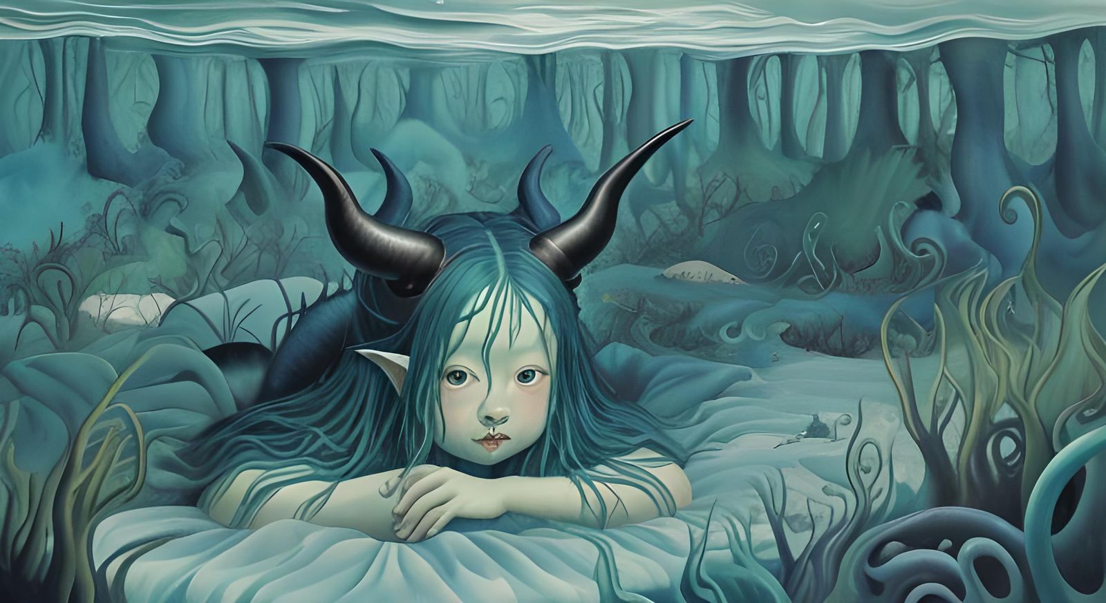 Surreal Cypress Forest Vortex in Watercolor Style