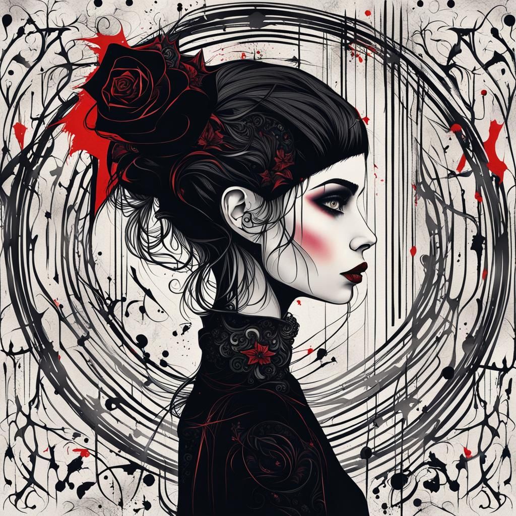 Abstract Goth Girl with Complementary Colors