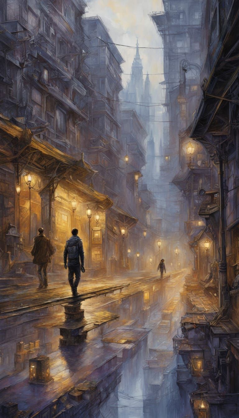 Cyborg Emerges from Fabric in Mixed Media Art