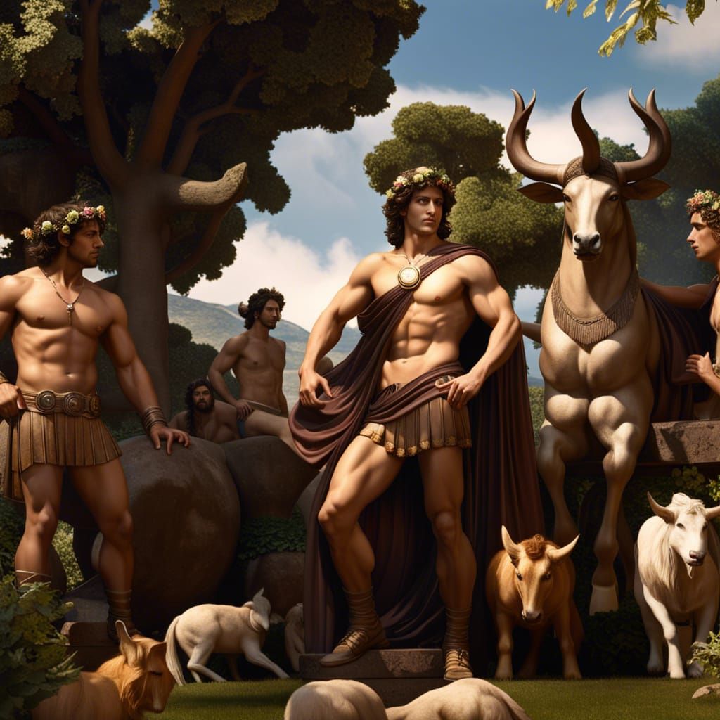 Dionysus in Arcadian Landscape, Cel-Shaded CGI