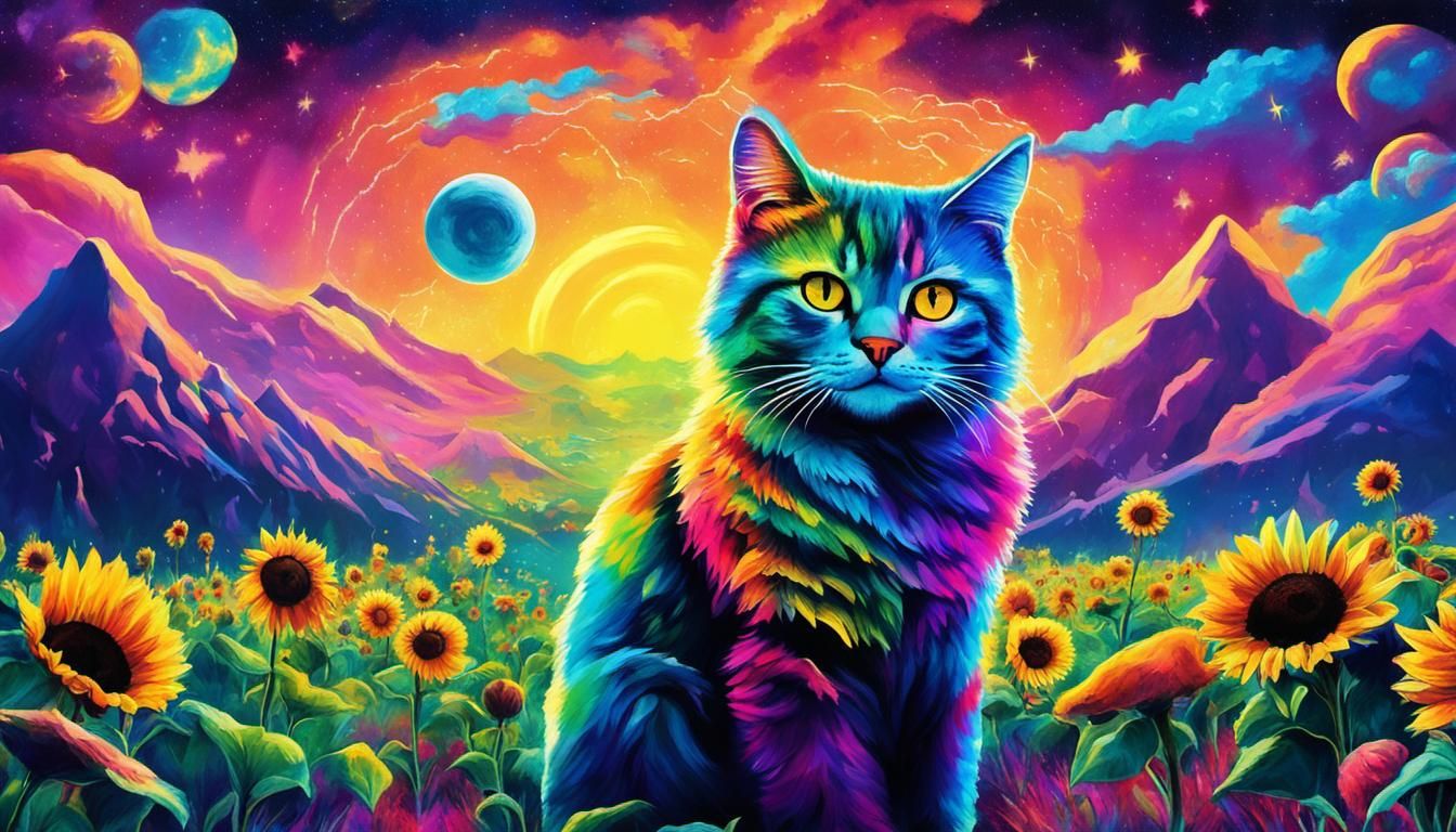 Surreal Cyberpunk Candyland with Neon Lights and Fireworks