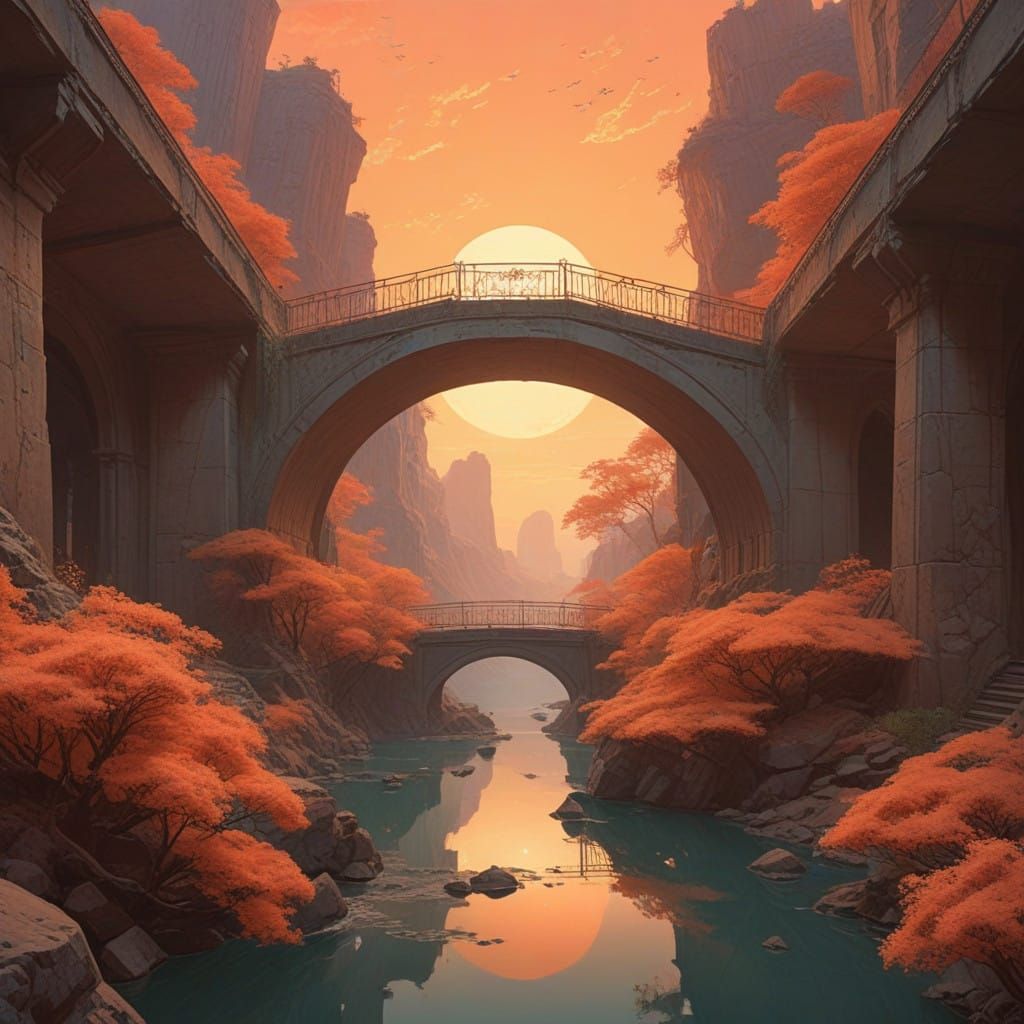 Ethereal Bridge Spanning Dreamy Cloud Canyon