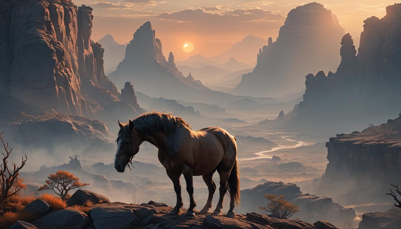 Mystical Horse Mesa: Fantasy Concept Art