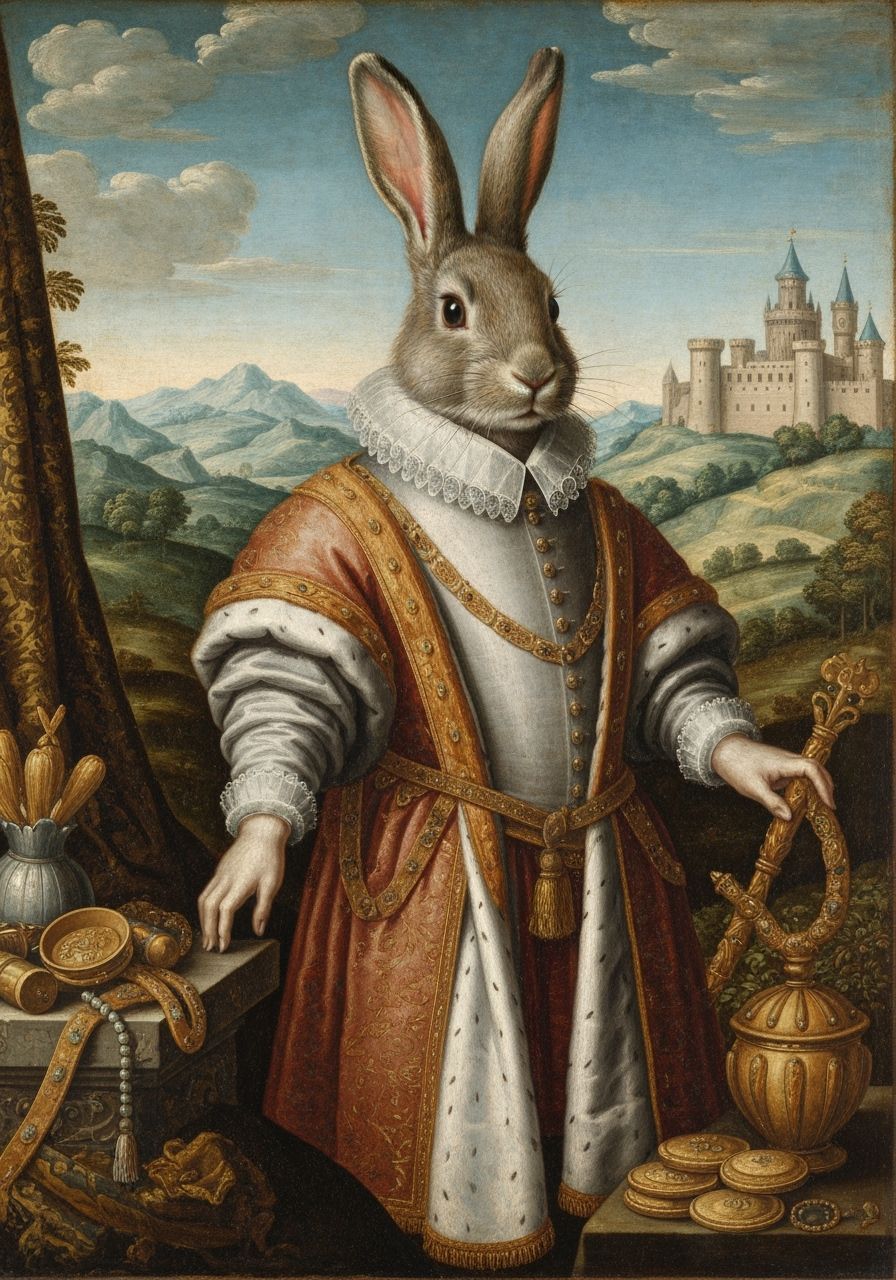 Noble Rabbit Portrait in Renaissance Style