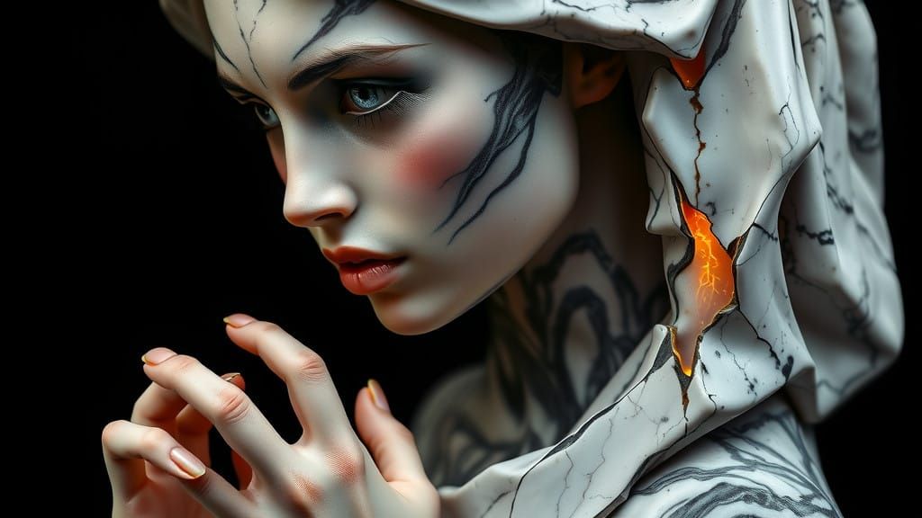 Sculptural Metamorphosis in a Warm, Golden Glow