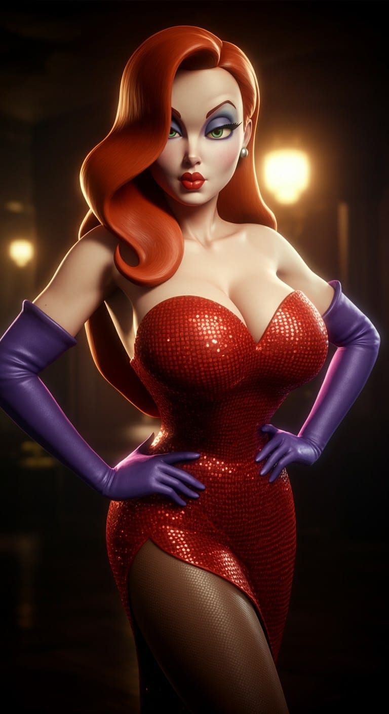 Jessica Rabbit in 3D Cinematic Style