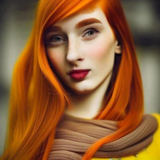 Cute Redhead in Yellow Pullover