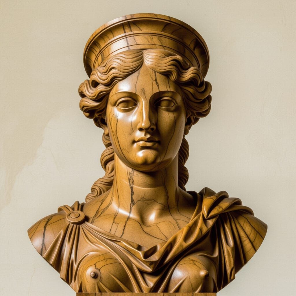 Hyperrealistic Mahogany Galatea Sculpture in Digital Art Sty...