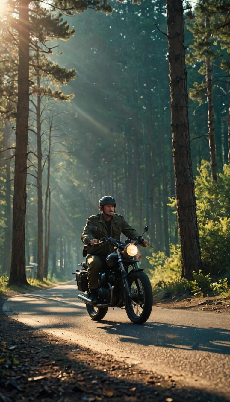 Soldiers on Motorcycle in Cinematic Style