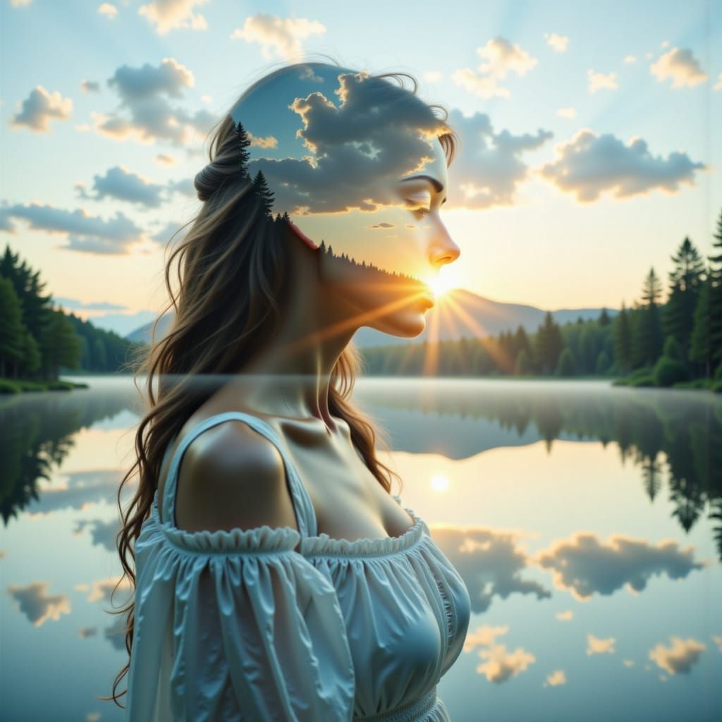 Maiden of Dreams in Aurora Lake Reflection