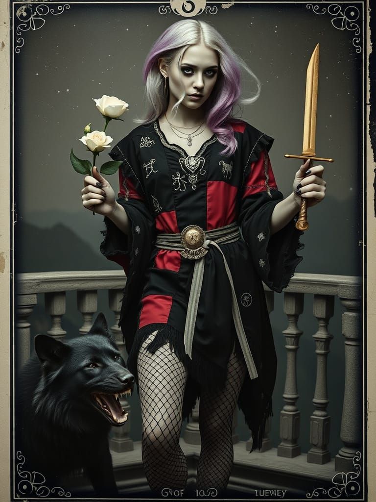 The Fool Tarot Card as Daguerreotype Punk Rocker