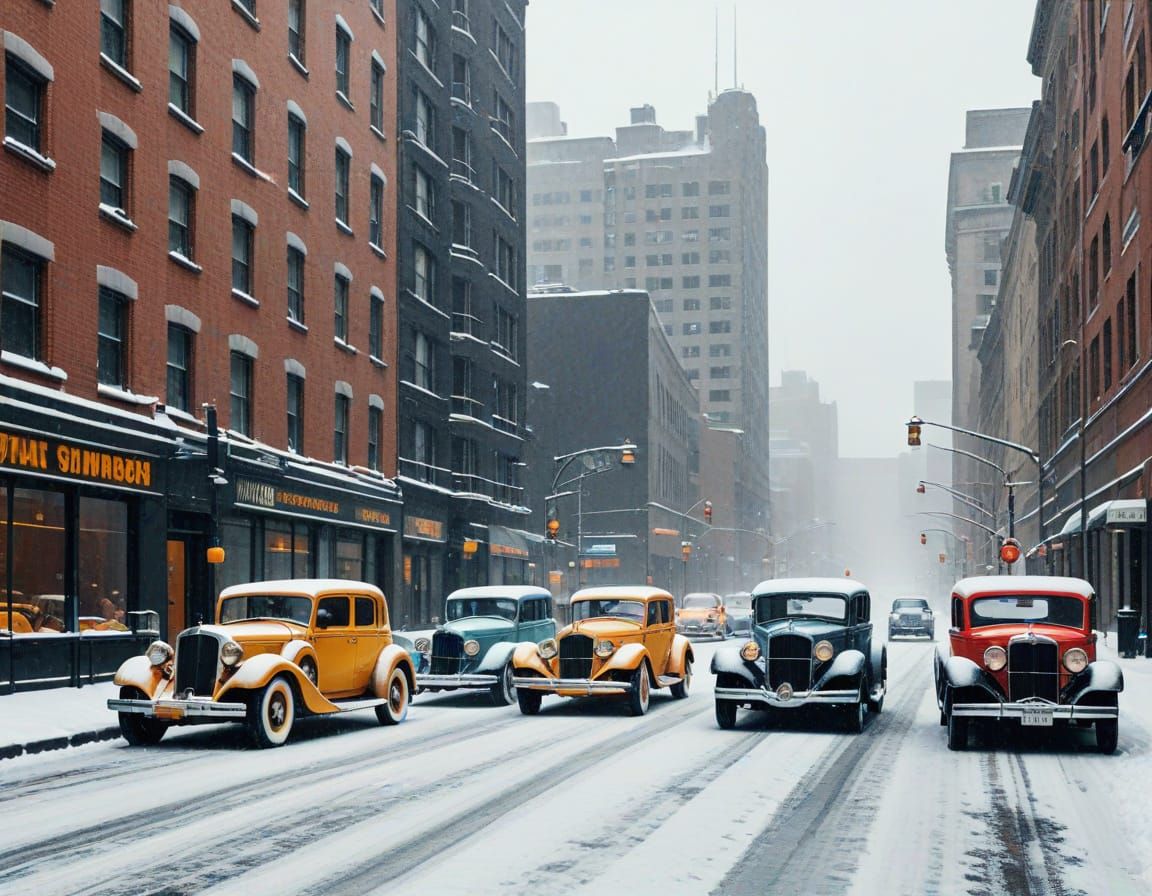 Vintage Montreal Street Scene in Pop Art Style