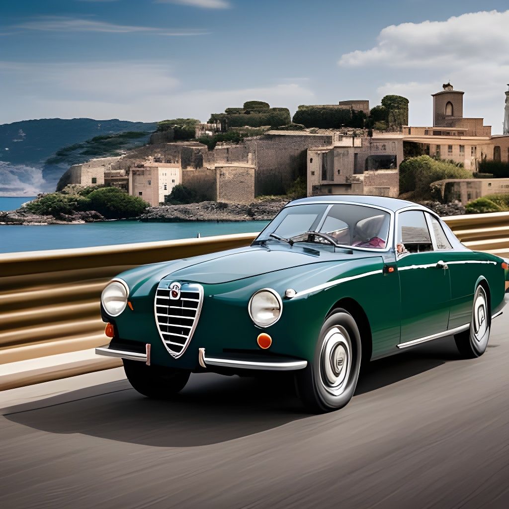 Alfa Romeo 1900C SS: Hyperrealistic Watercolor Painting