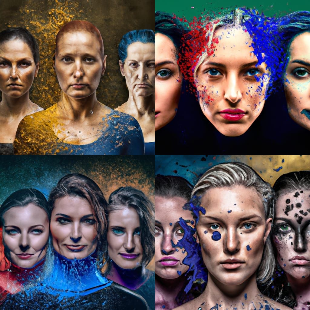 Three Women on a Mission in Splash Art Style