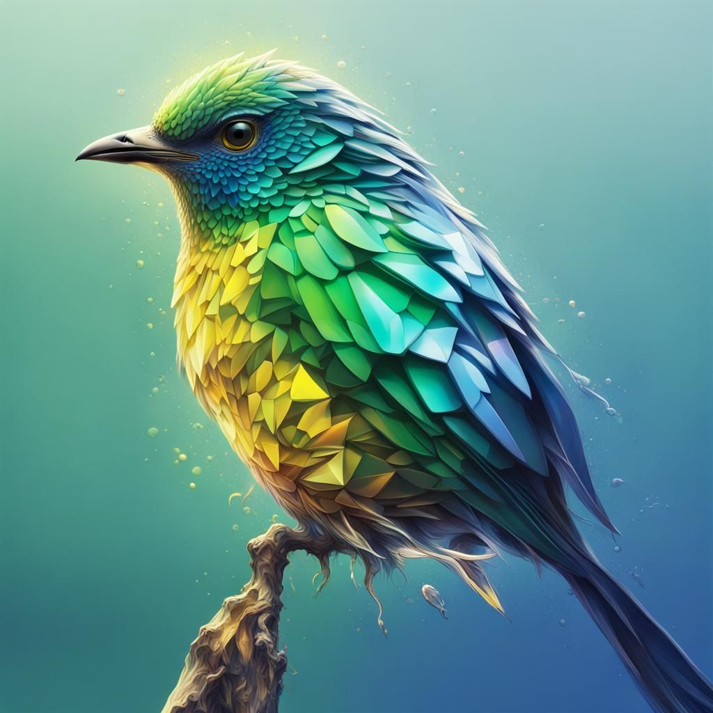 Crystal Bird - Blue, Green and Yellow