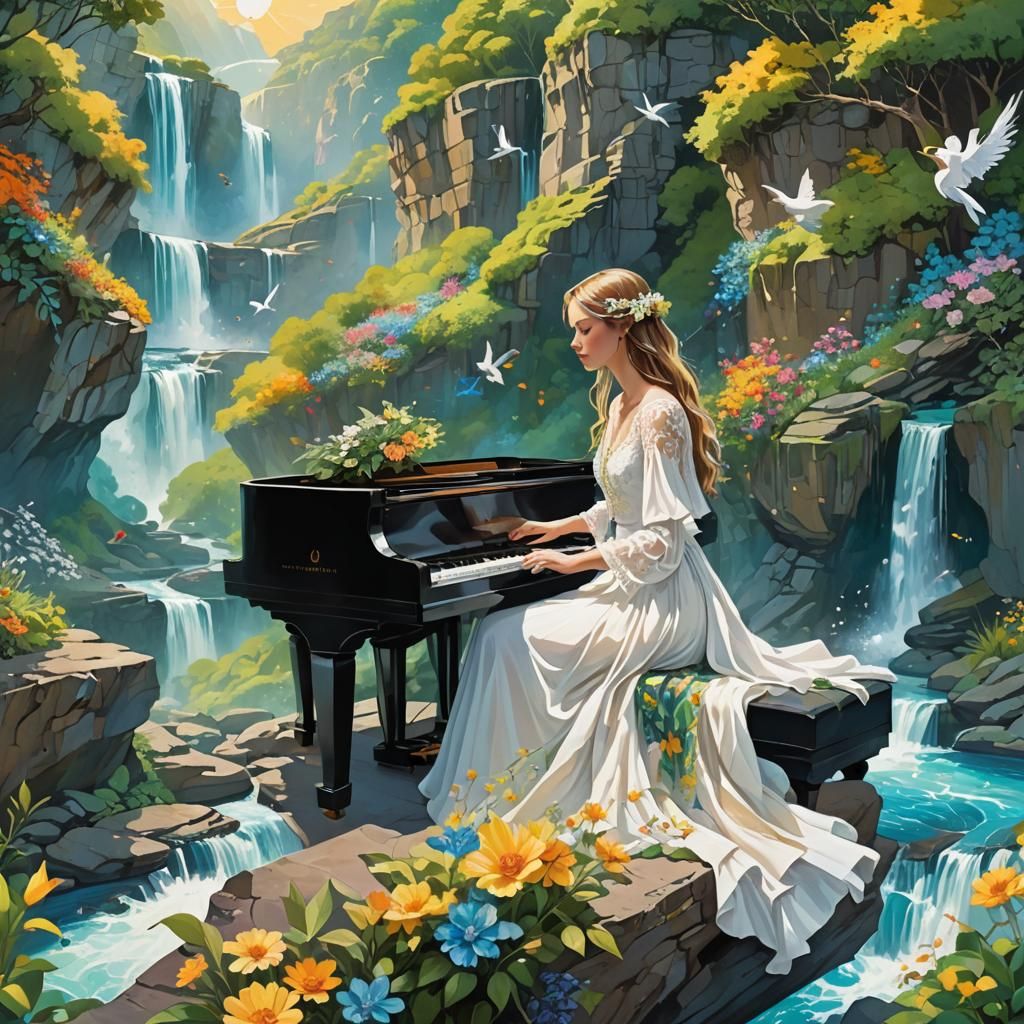 Waterfall and piano 2