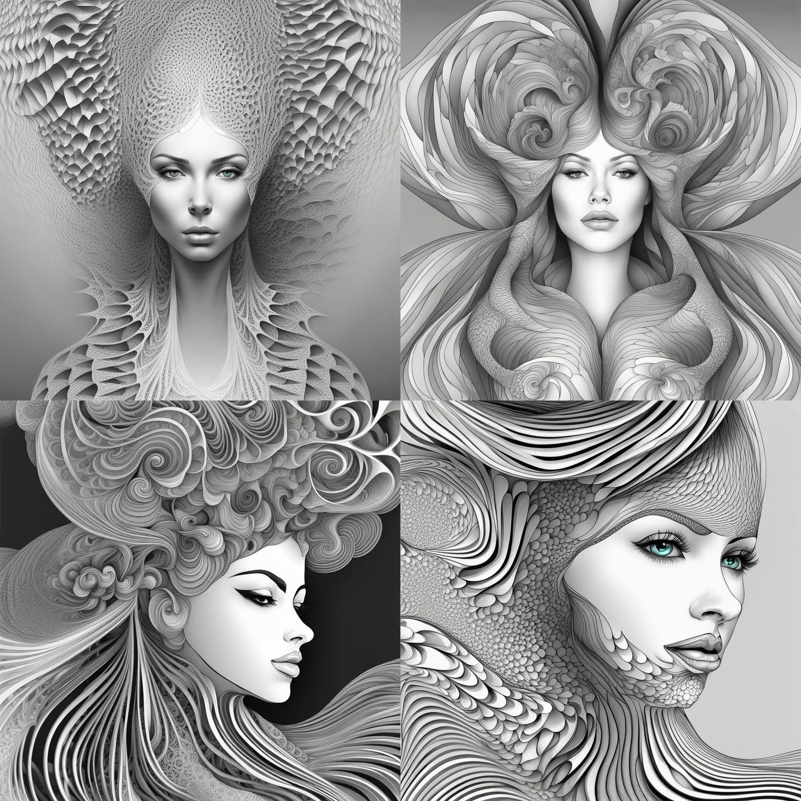 Abstract Vector Fractal Waveform with 3D Shading