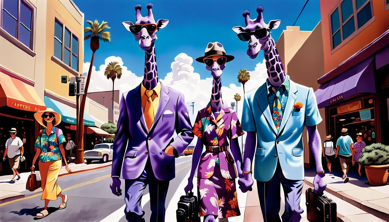 Whimsical Purple Giraffes Discover San Diego