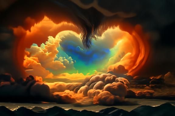 The Storm's Heart: Ethereal Cloudscape in Romantic Style