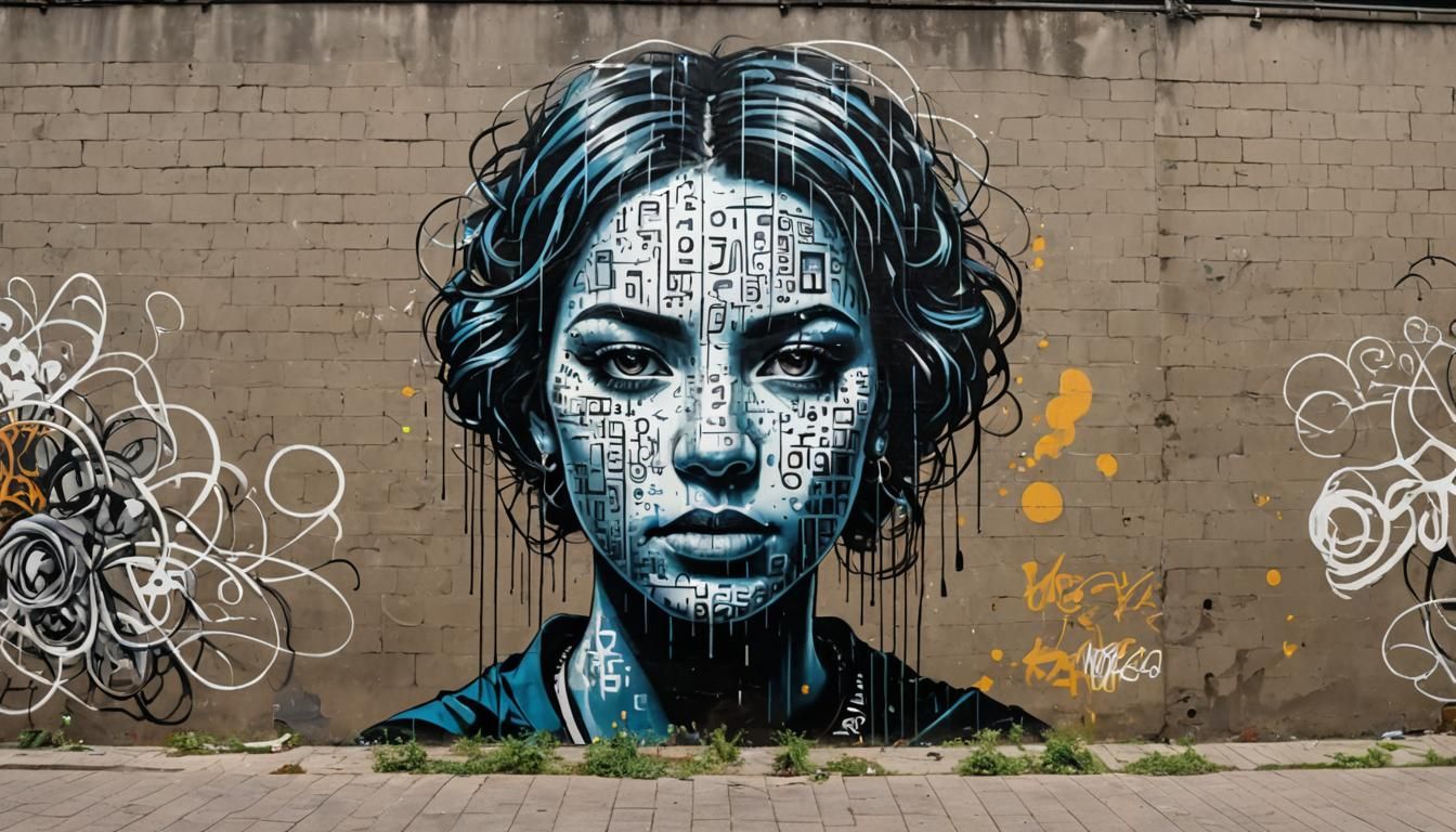Binary Code Dream: Street Art Masterpiece