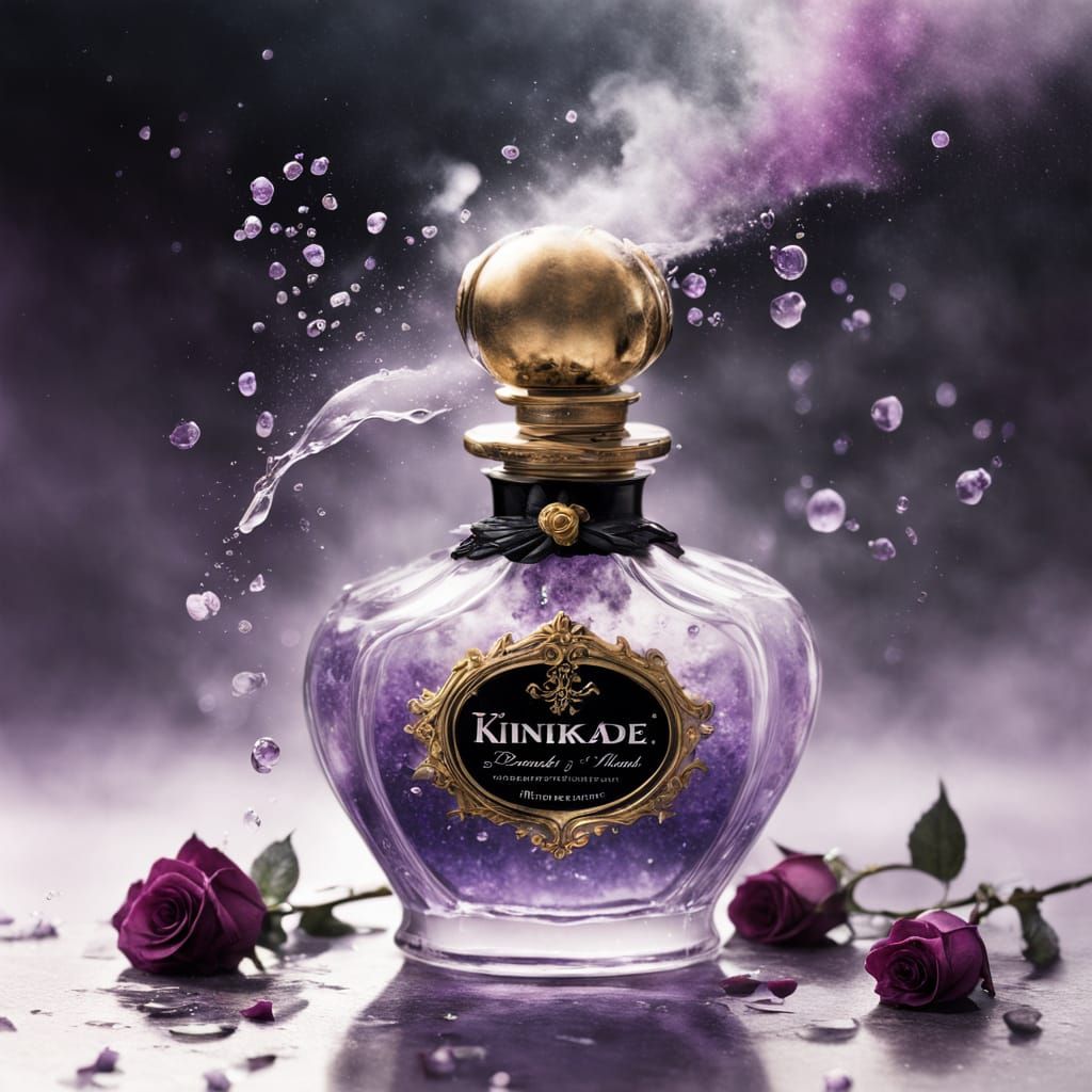 Gothic Perfume Bottle with Splashing Water and Petals