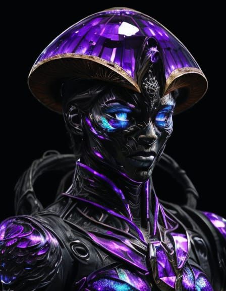 Purple Amethyst Geode in Rich Oil Painting Style