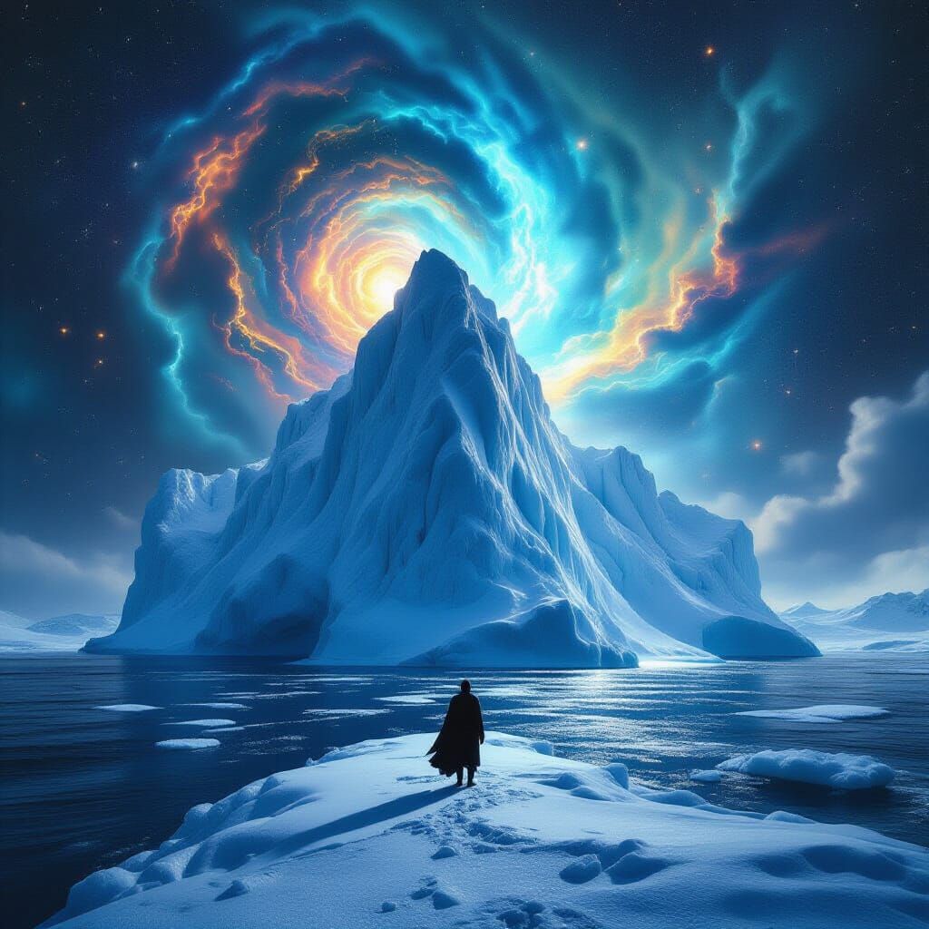 Colossal Iceberg in Cosmic Ocean: Surreal Photography