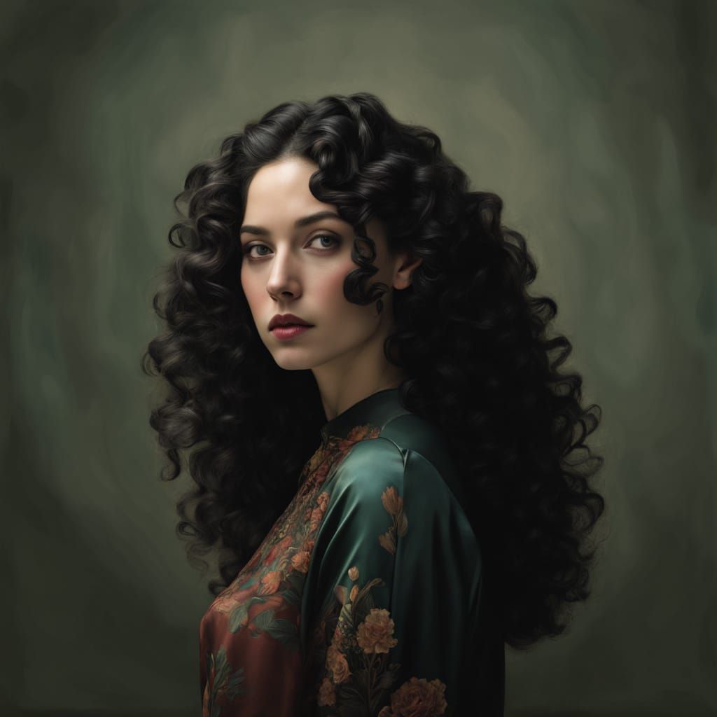 Surreal Portrait of Black Curly Hair in Quirky Setting