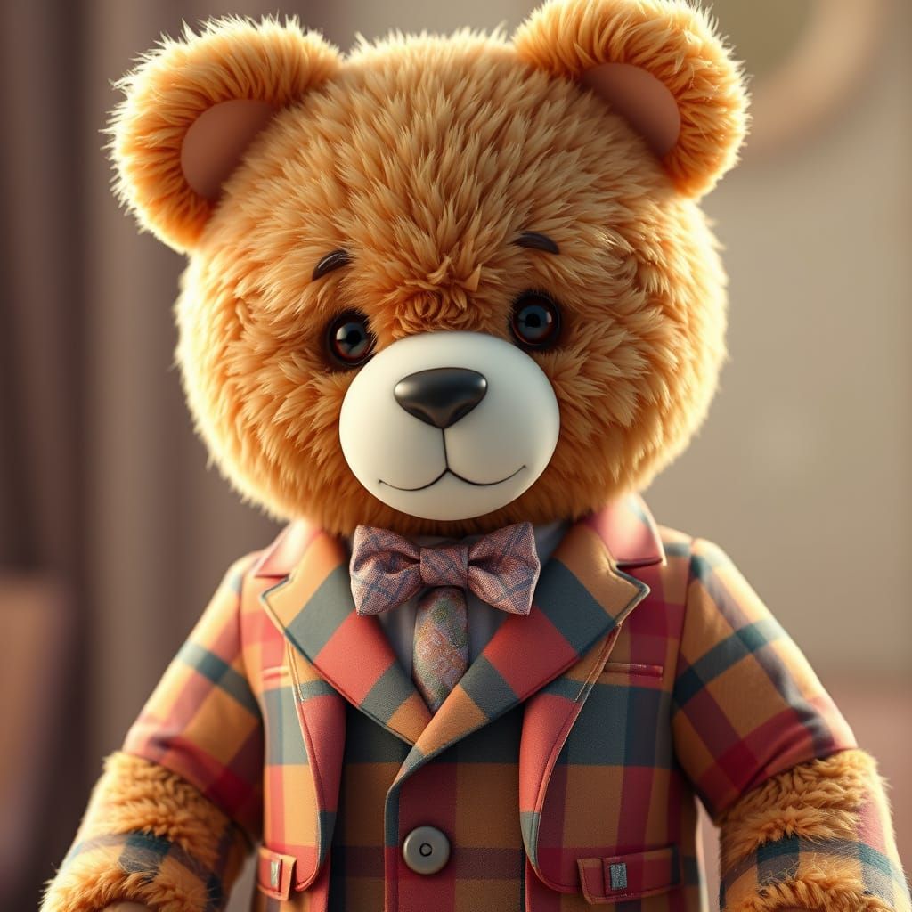 Cute Teddy Bear in Vibrant Anime Art Style