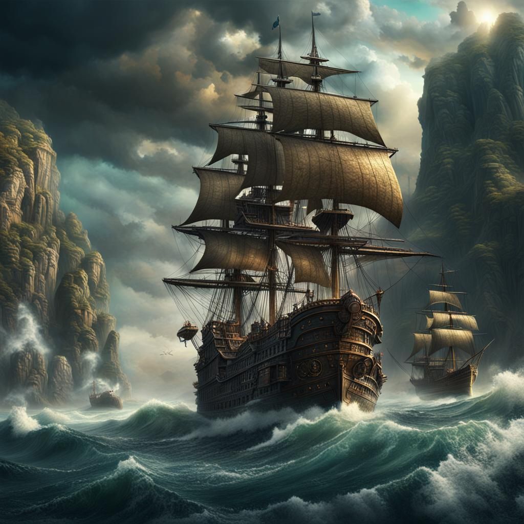 Epic Pirate Voyage in Digital Matte Painting