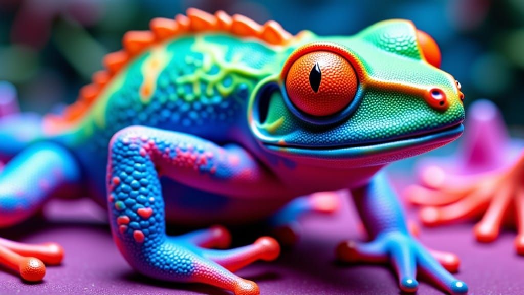 Hyperrealistic Frog-Chameleon Hybrid Wax Model in Kawaii Sty...