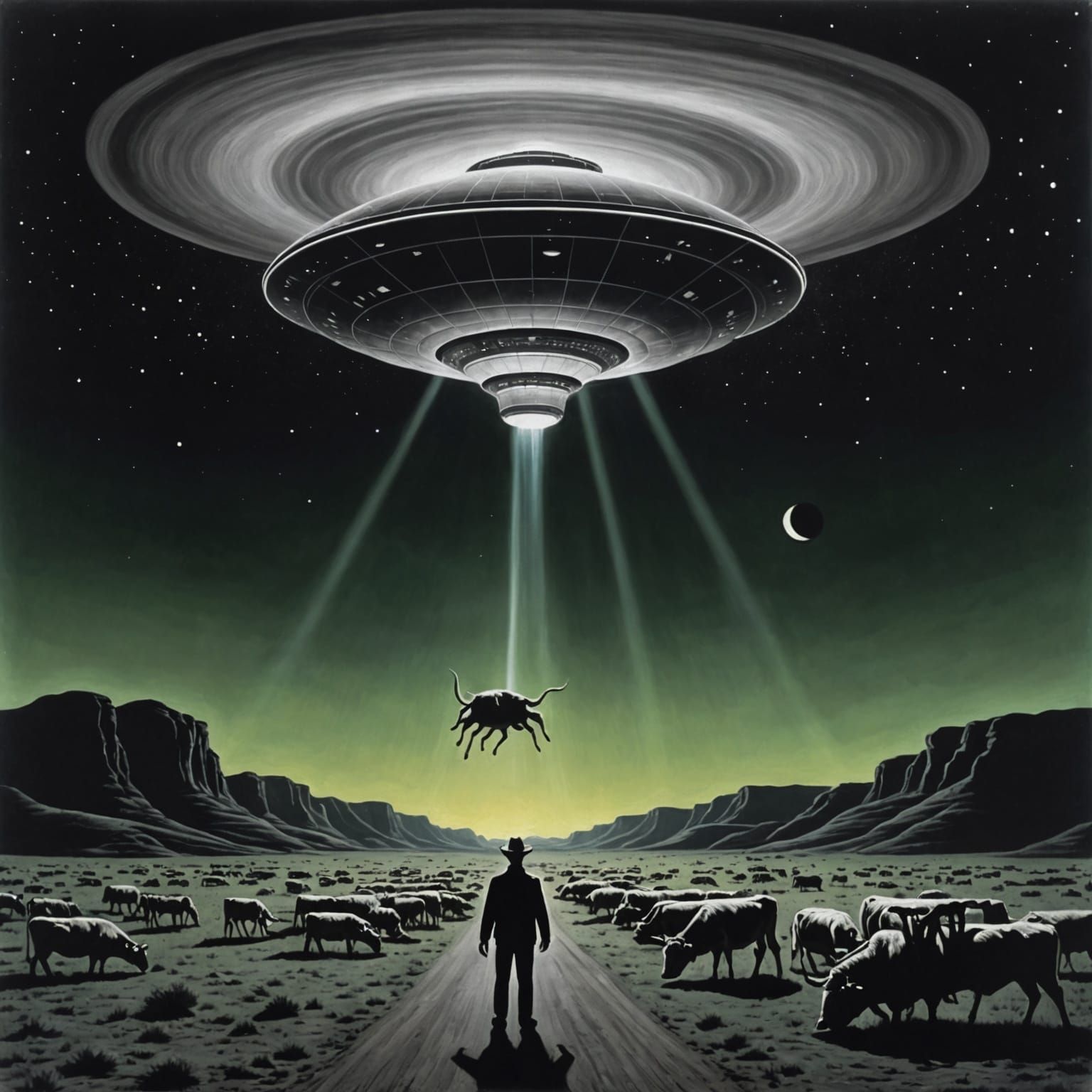 1950s Alien Abduction Scene over Roswell