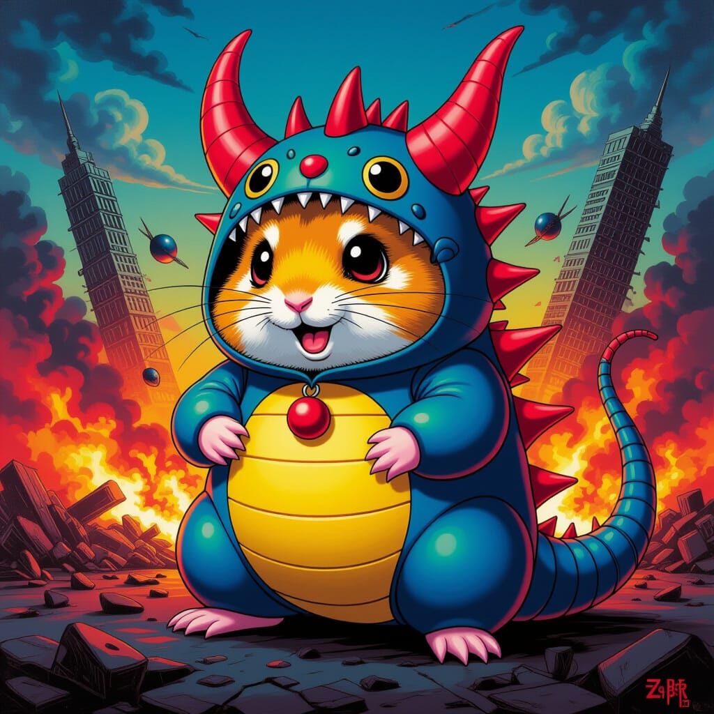 Hamster as Demon Kaiju Inspired by Surrealist Art