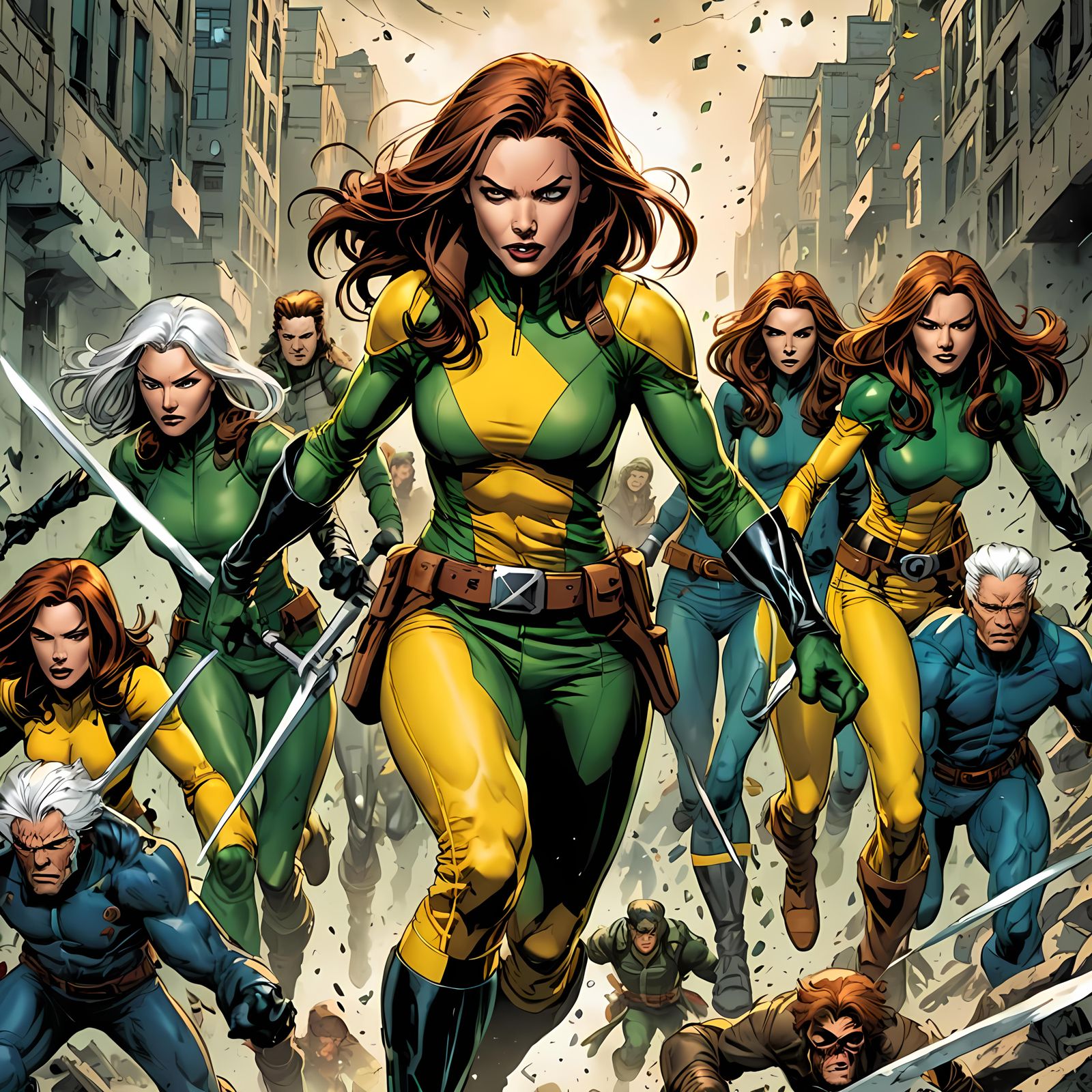Rogue of X-Men in Comic Book Style