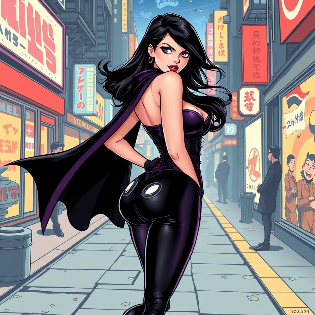 Cyberpunk Super-Villainess in 1940s-Inspired Manga City