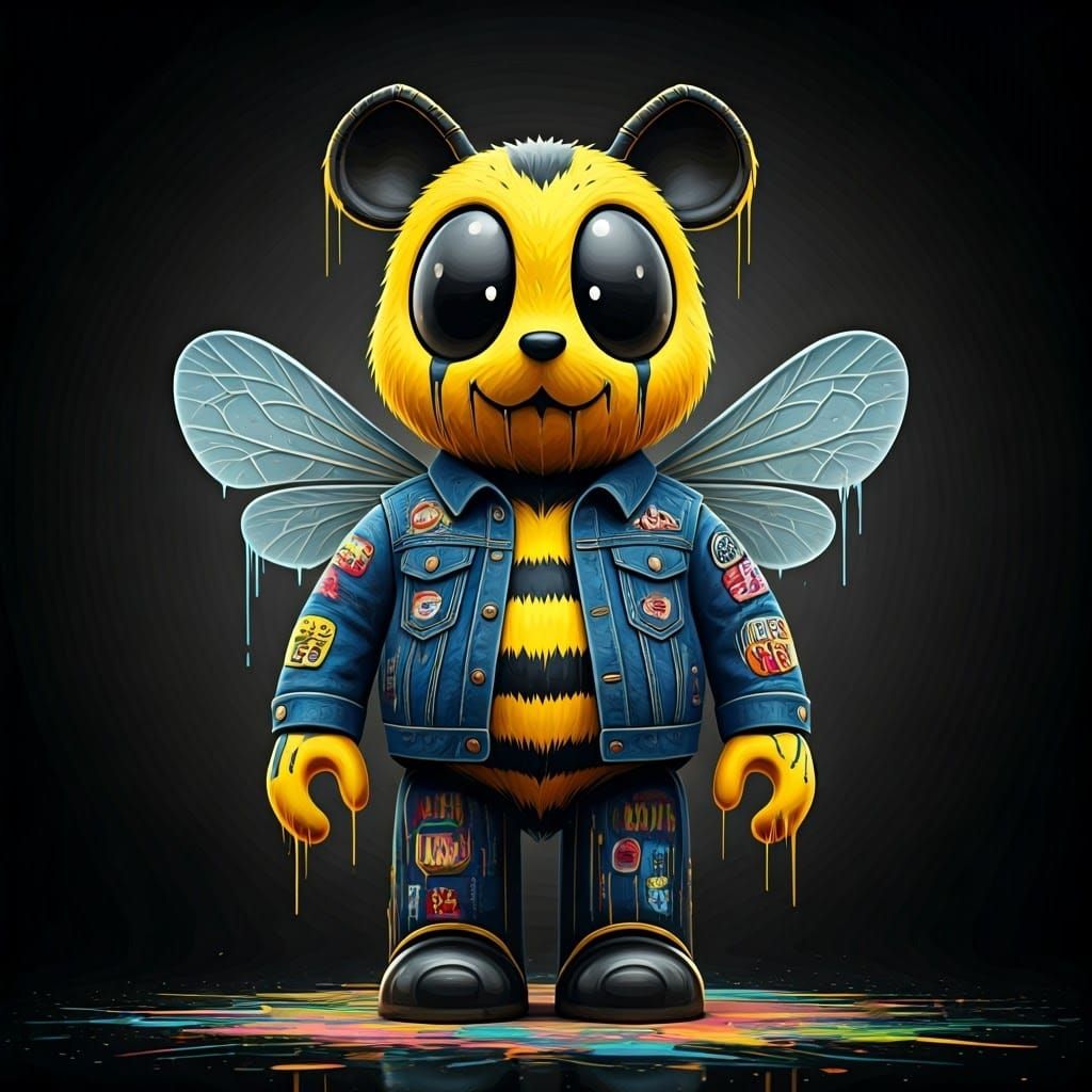 Cartoon Bumble Bee Figurine in Street Art Style