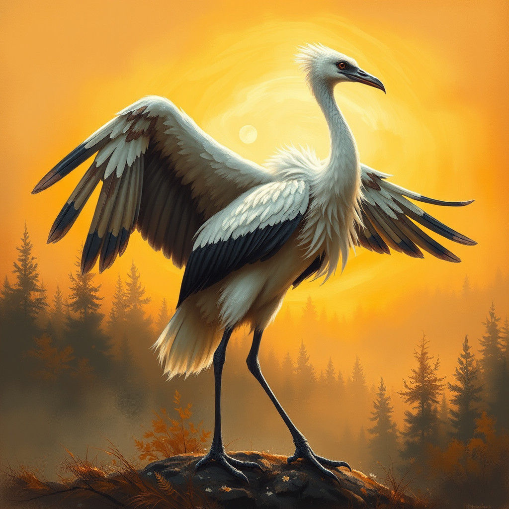 This graceful, mystical patronus looks like a combination of a crane and a vulture.